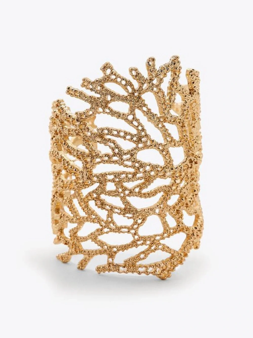 NWT. Zara Golden Coral Textured Design Rigid Bracelet.